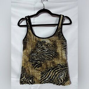 Vintage 90s Cartise Size Medium Animal Print Smocked Tank top